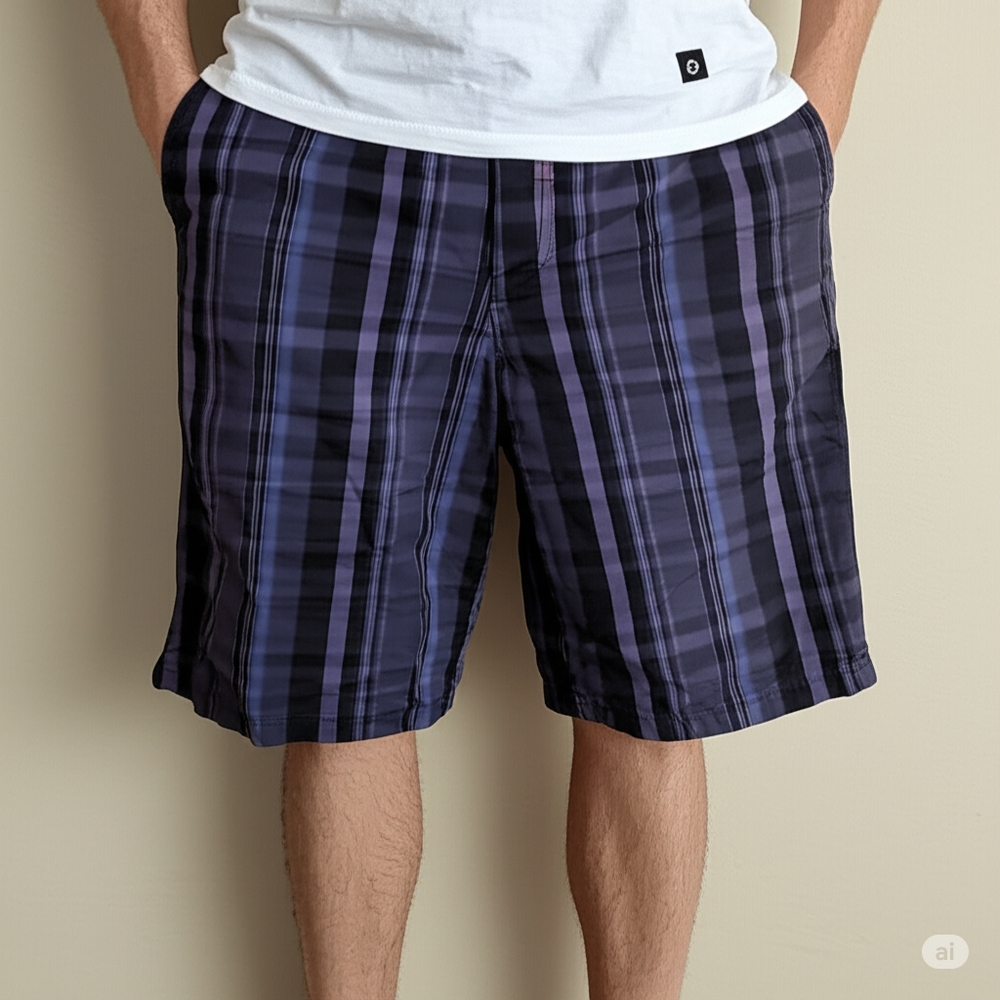 Apt 9 mens casual shorts no pleats Black Plaid Size 42 - Picture 3 of 11